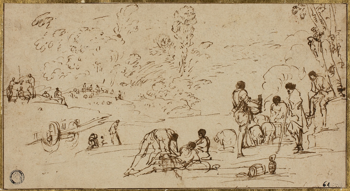 Group of Figures by a River by Аготтино Тасси — digital art print download