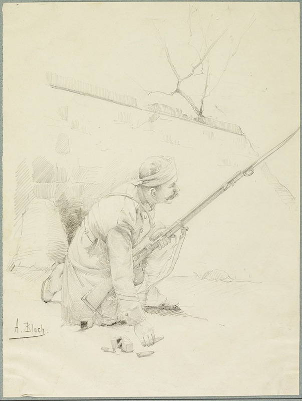 Wounded Soldier Loading his Rifle by Alexandre Bloch, c. 1897 — digital art print download
