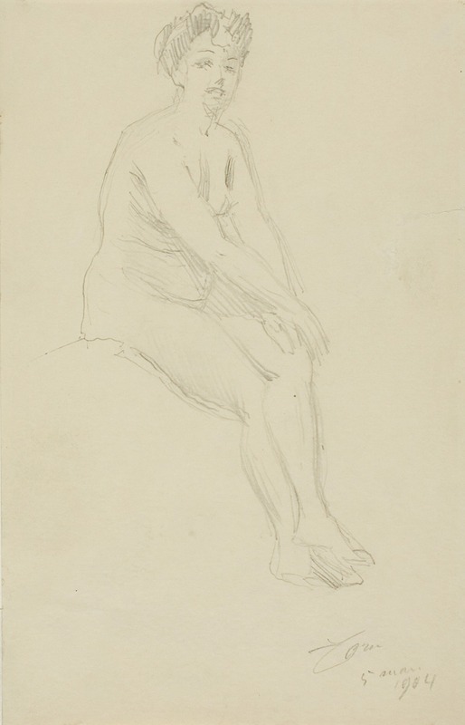 Seated Female Nude by Андерс Зорн, 1904 — digital art print download