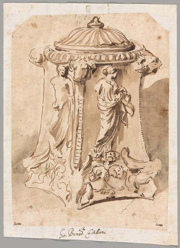 Antique Carved Marble Candelabra Base by Andrea di Lione — digital art print download