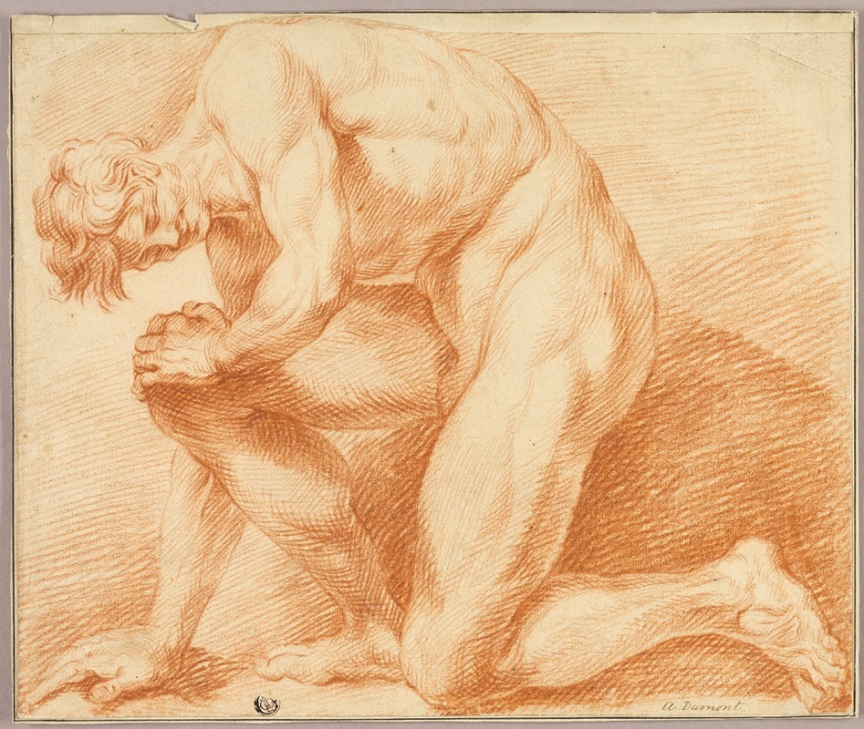 Kneeling Academic Male Nude — Antoine Dumont