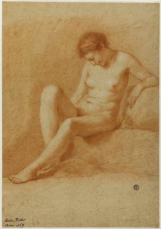 Seated Female Nude by Antonio Pichler, 1769 — digital art print download