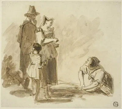 Four Peasants by Сэр Август Уолл Колкотт — digital art print download