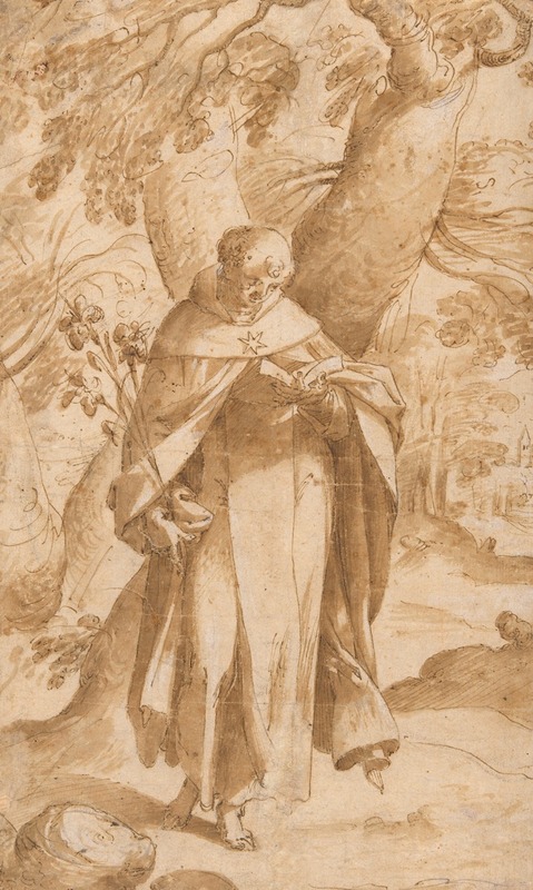 Saint Dominic Reading by Bartholomaeus Spranger, c. 1573 — digital art print download