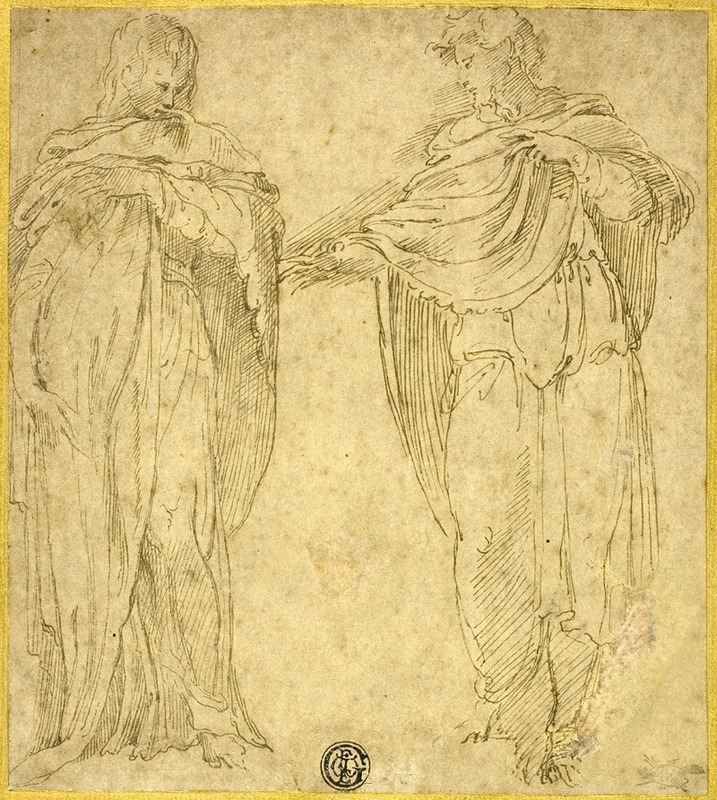 Two Standing Draped Figure by Battista Franco — digital art print download