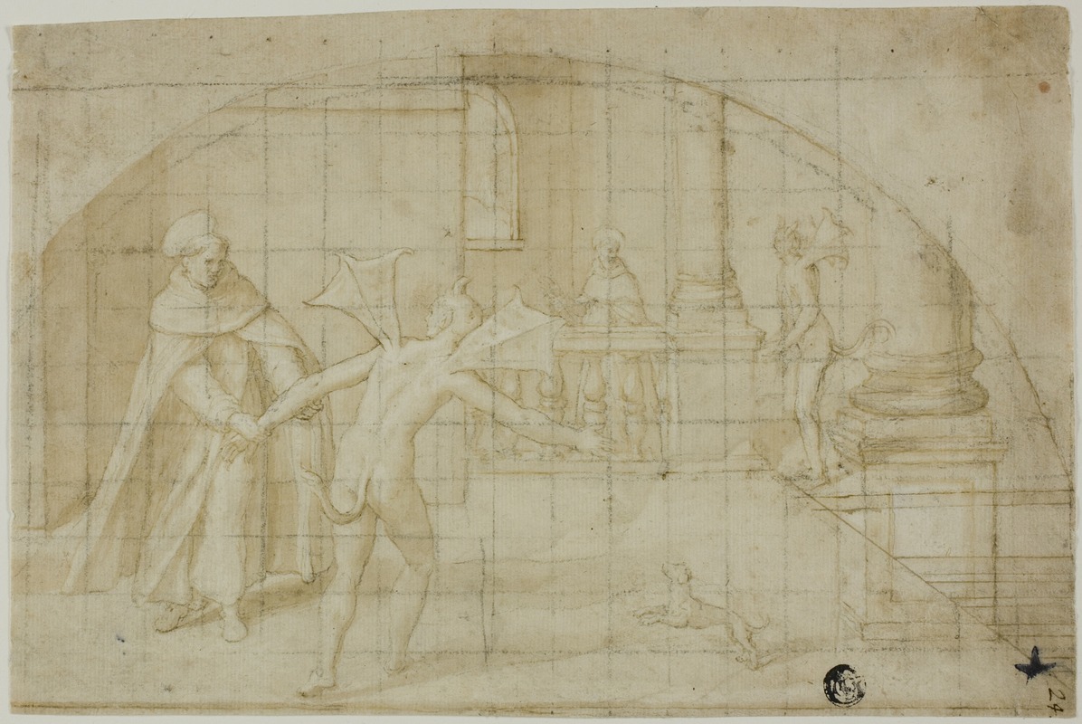 Design for a Lunette; Devils and Saint in a Monastery by Bernardino Poccetti — digital art print download