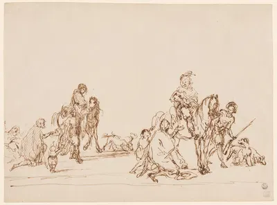 Hunters Giving Alms to Beggars by Карел ван Фаланс — digital art print download