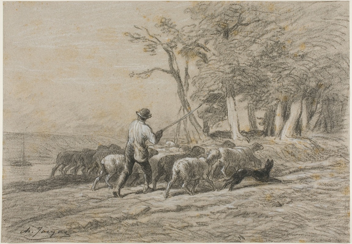Shepherd and his Flock by Шарль Эмиль Жак — digital art print download