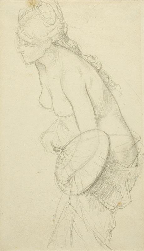 Nude Figure Holding a Fan by Charles French — digital art print download