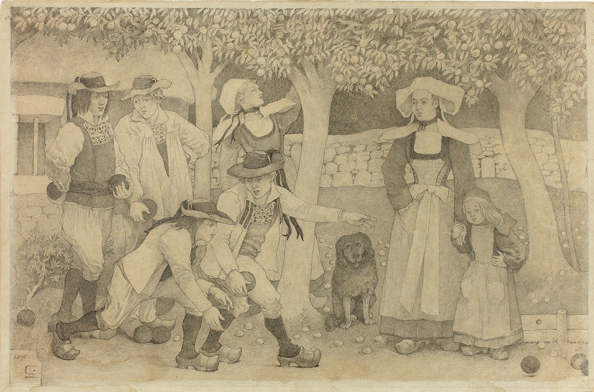 Petanque Players in Brittany by Шарль Лаваль, 1890 — digital art print download