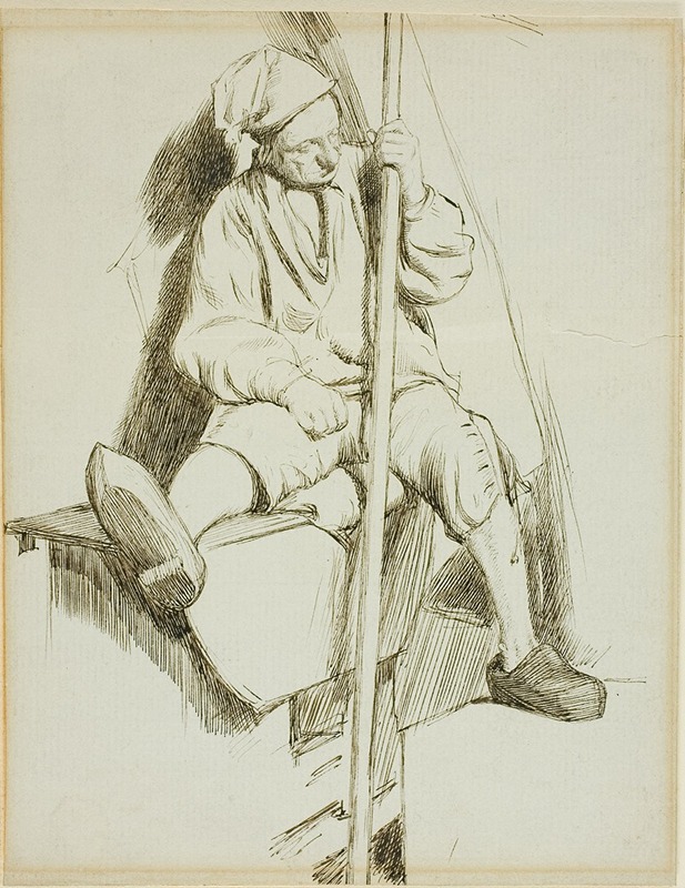 Man Seated, Holding Staff in Left Hand — Чарльз Самуэль Кин