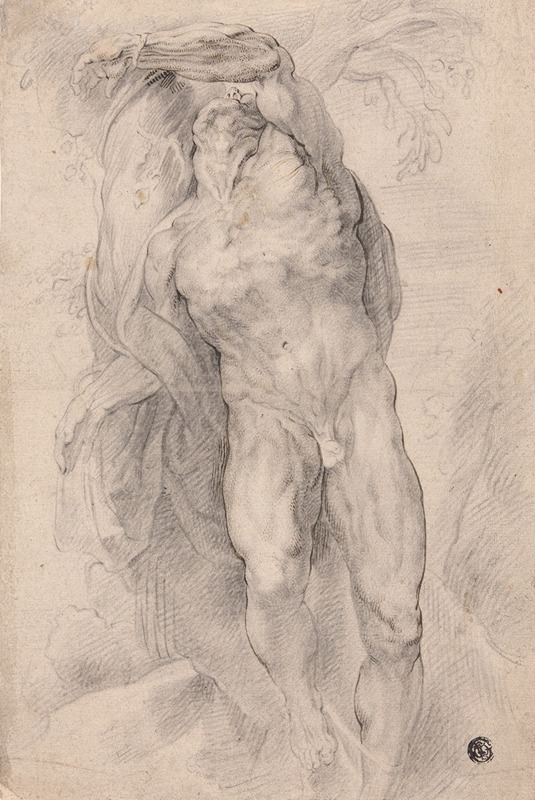 Male Nude Tied to Tree — Follower of Peter Paul Rubens