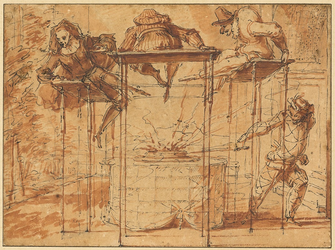 Harlequin Espirit Follet; The Comedian’s Repast — Claude Gillot