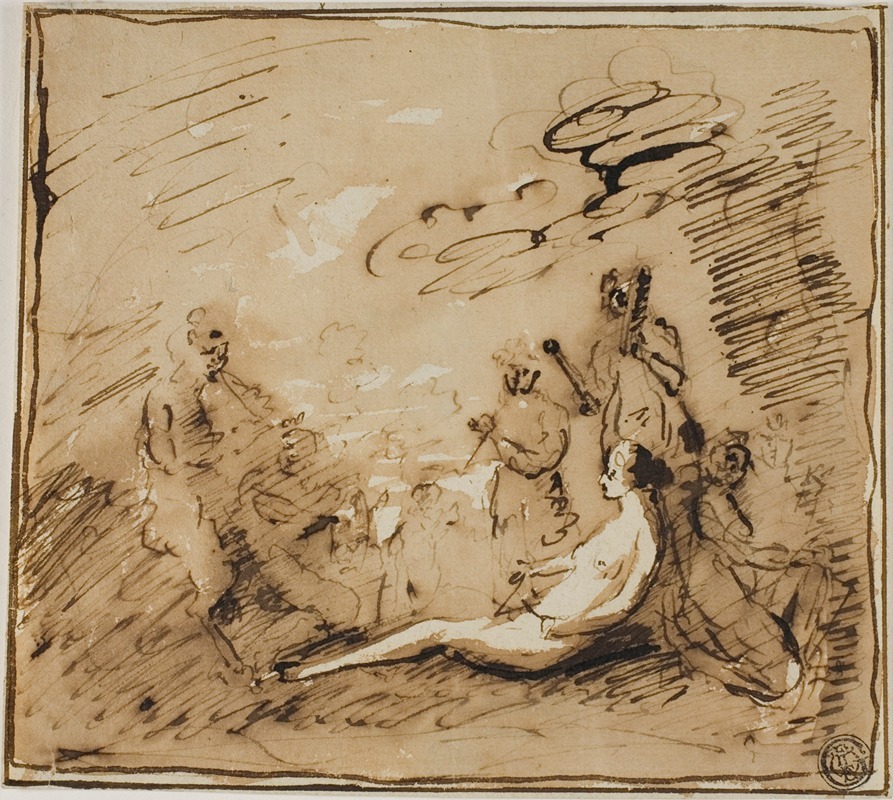 Nymphs and Satyrs Playing Musical Instruments by Клод Лоррен — digital art print download