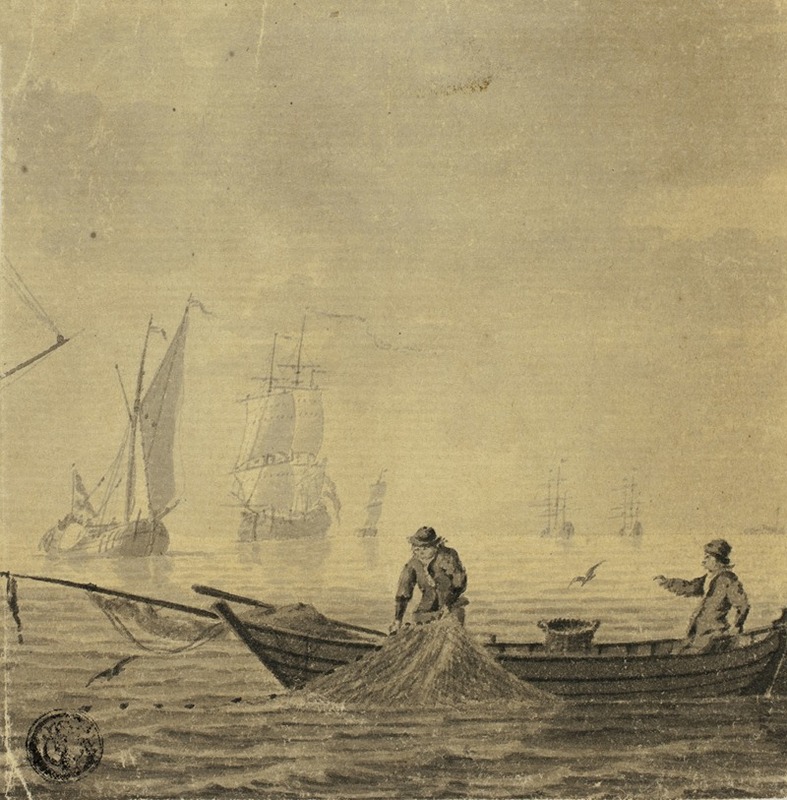 Fishermen Pulling in Net on a Boat by Корнелис де Гриент — digital art print download