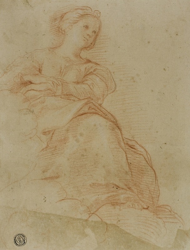 Woman Seated on Clouds by Cristoforo Roncalli, c. 1600 — digital art print download