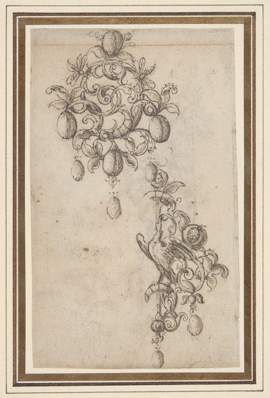 Two designs for brooches with pearl drops — Daniel Mignot