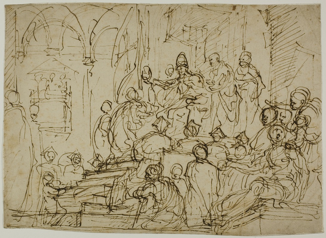 Enthroned King with Attendants by Domenico Cresti — digital art print download