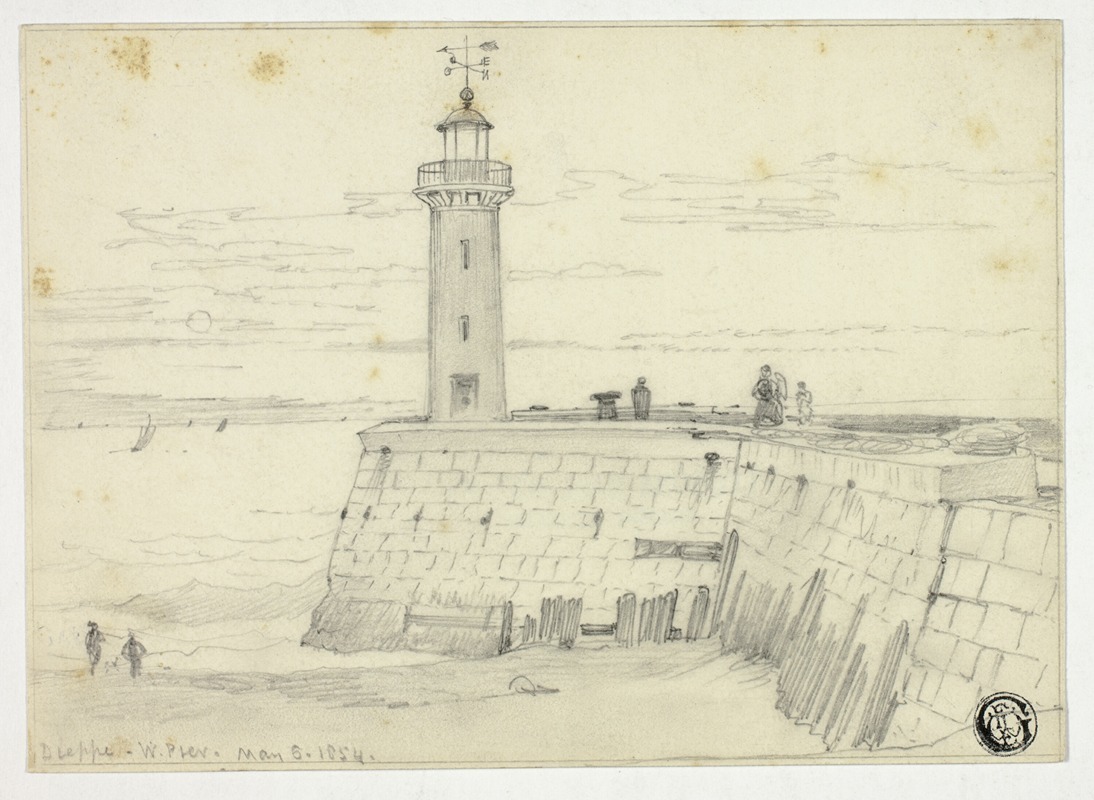 Dieppe, West Pier by Эдвард Уильям Кук, 1854 — digital art print download