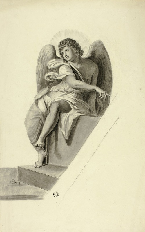 Angel Seated by Tomb by Элизабета Мюррей — digital art print download