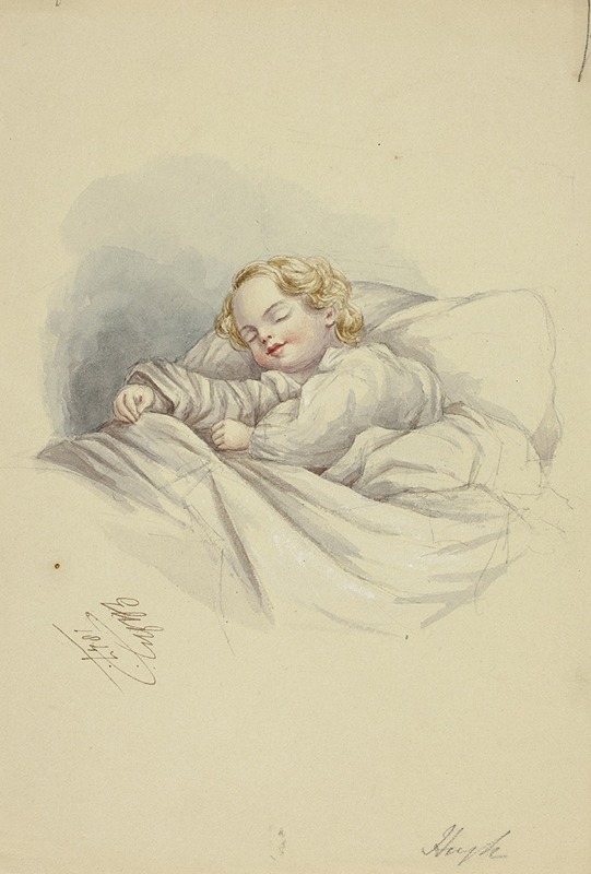 Hugh Sleeping by Элизабета Мюррей, 1847 — digital art print download
