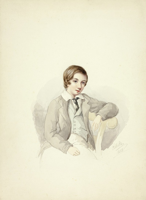 Youth Leaning on Chair by Элизабета Мюррей, 1852 — digital art print download
