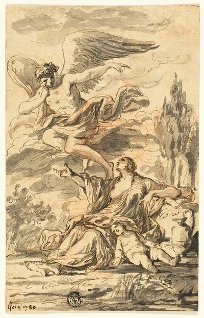 Angel Appearing to Hagar and Ishmael by Etienne Pierre Adrien Gois, 1780 — digital art print download