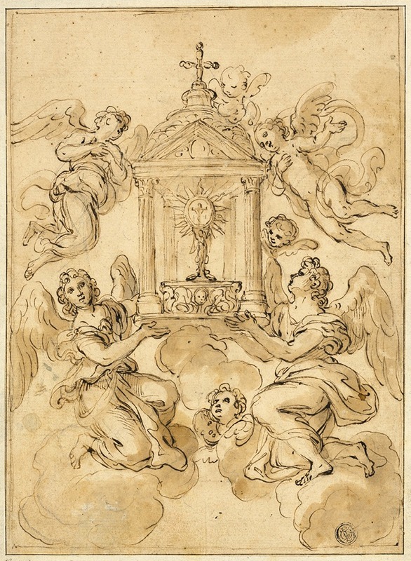 Monstrance Borne by Angels by Giacinto Calandrucci — digital art print download