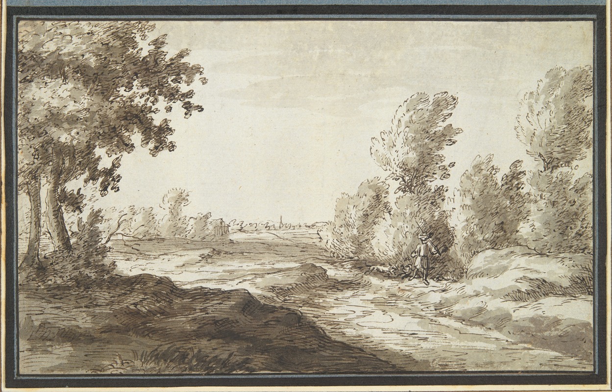 Landscape with Hunter and Dogs by Гиллис Нейтс — digital art print download