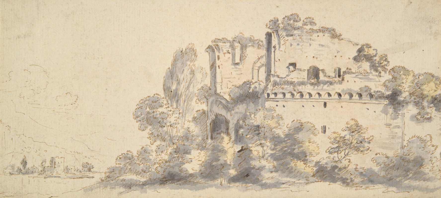 Italian Landscape with Ruins by Жан-Батист Лалеман — digital art print download