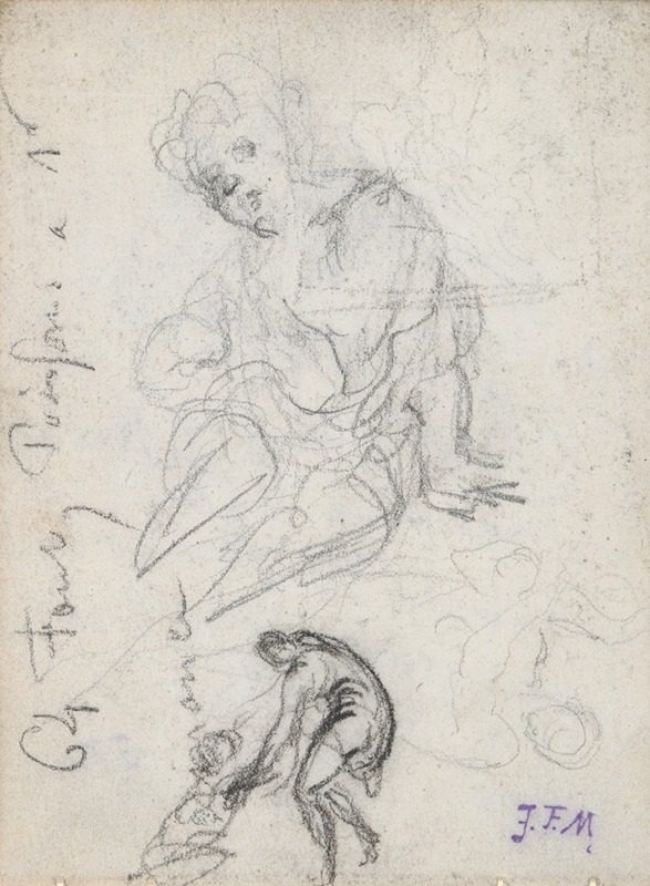 Seated Child and Other Studies by Жан-Франсуа Миле — digital art print download