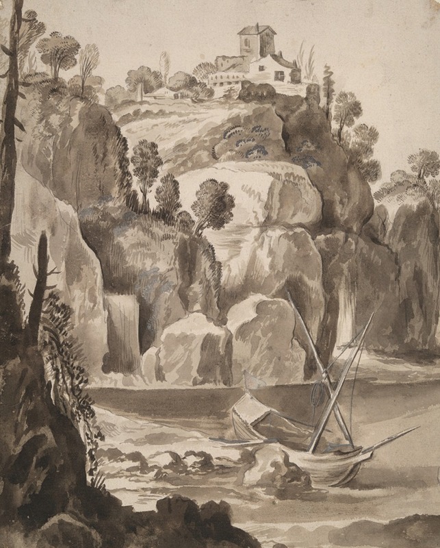 Rocky Coast with a Boat by Йос де Момпер — digital art print download