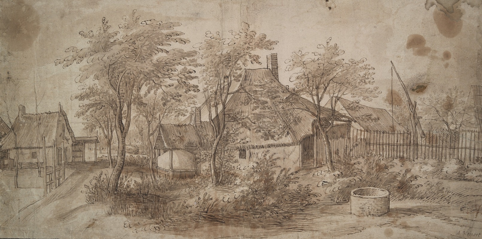 Farm Buildings by a Well by Master of the Farm Landscapes — digital art print download