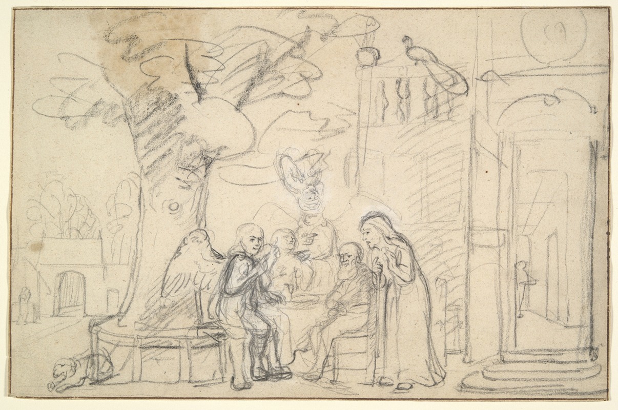 Abraham Entertaining the Angels by Николаес Маес — digital art print download