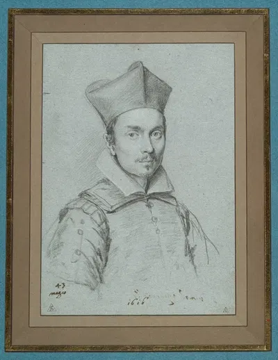 Portrait of an Ecclesiastic, perhaps of the Mignanelli family by Ottavio Leoni, 1616 — digital art print download
