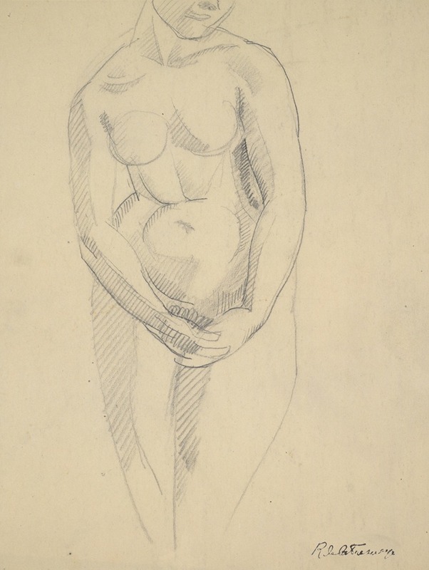 Nude with hands Crossed by Рожер де Ла Фреснай, 1915 — digital art print download