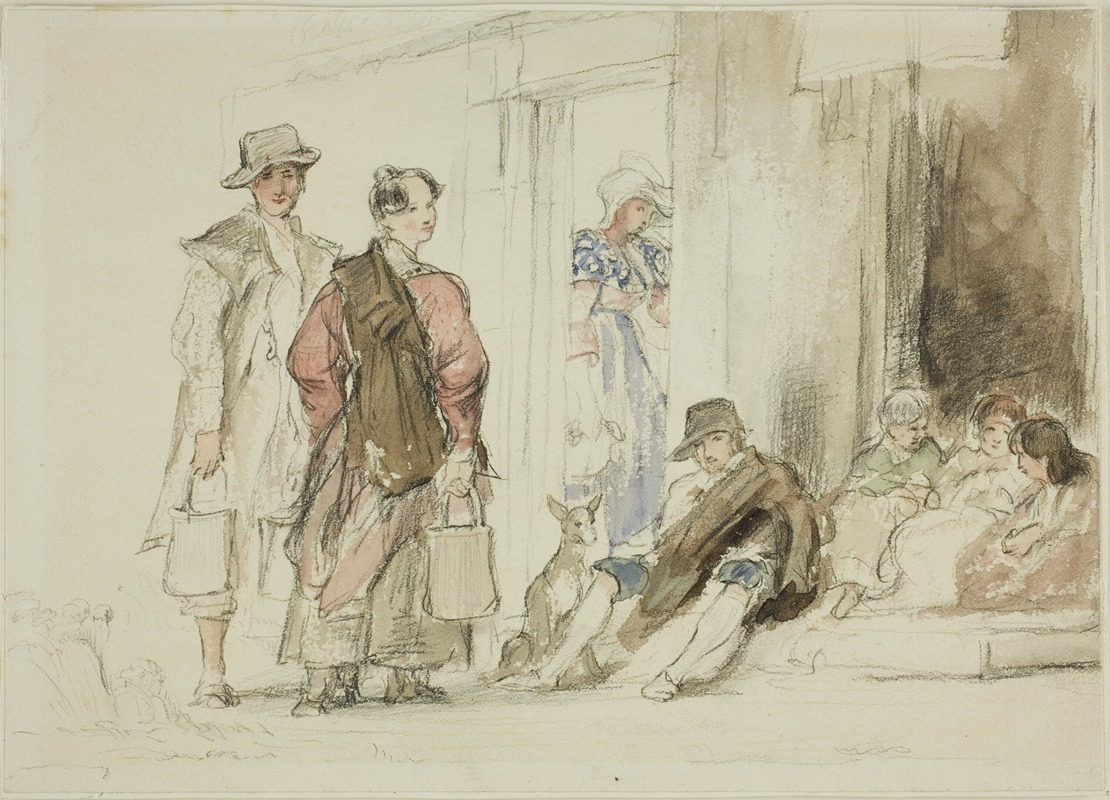 Figures near Doorway by Сэр Дэвид Уилки — digital art print download