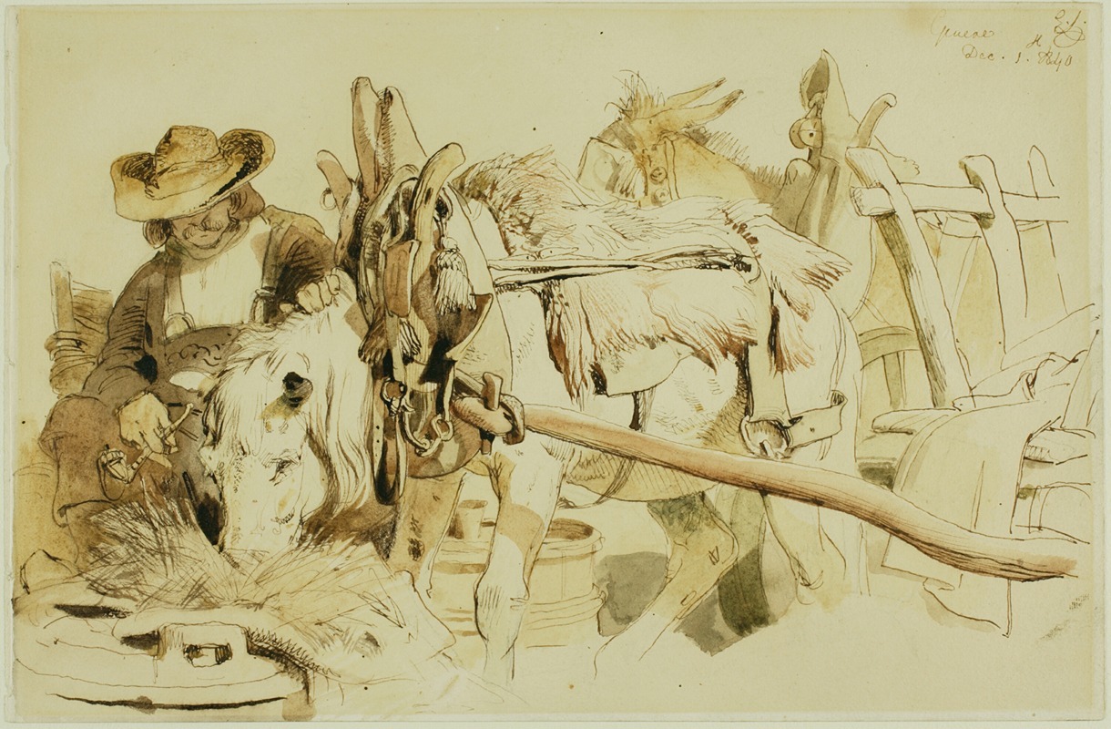 A Farmer Feeding his Pony in Geneva — Sir Edwin Henry Landseer