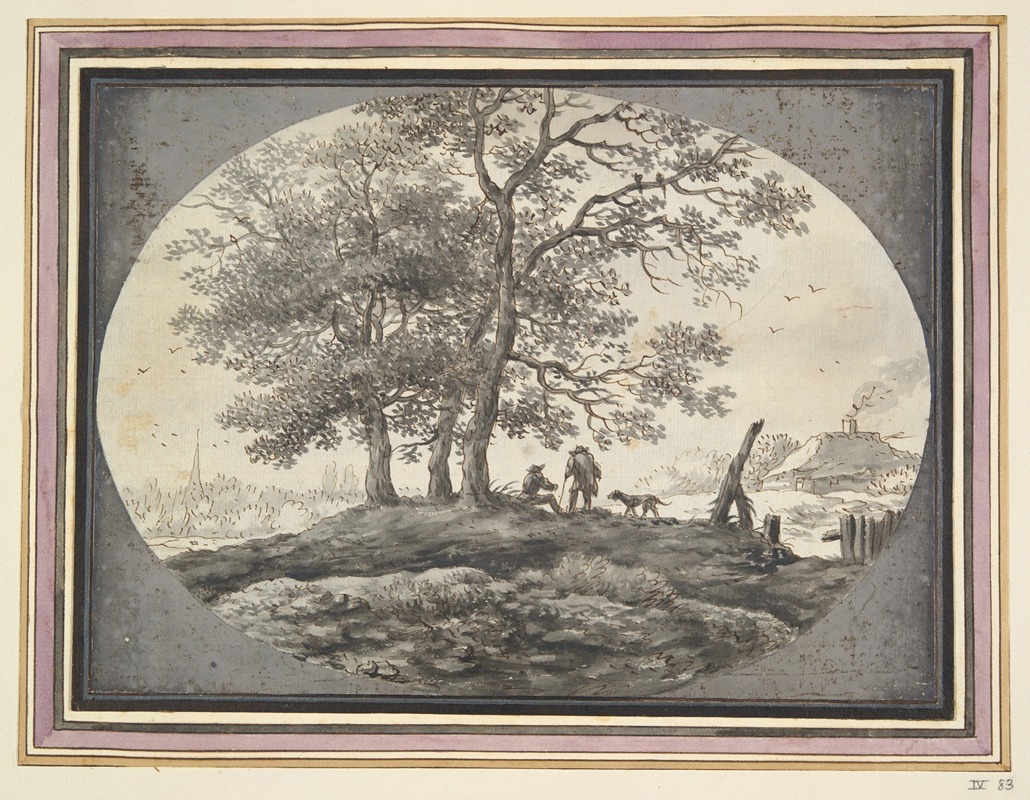Landscape with Two Figures and a Dog by Эрноут Тер Химпел — digital art print download