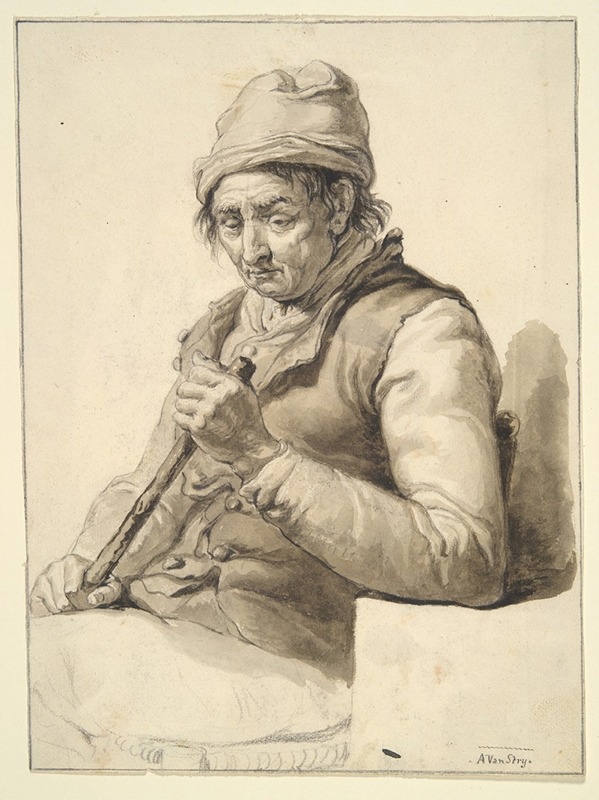 Seated Man with Stick by Abraham Van Strij — digital art print download