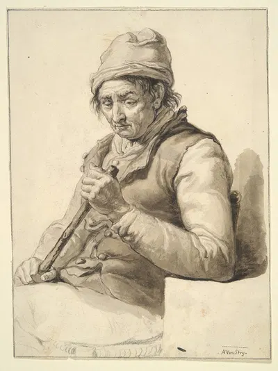 Seated Man with Stick by Абрахам Ван Стрий — digital art print download