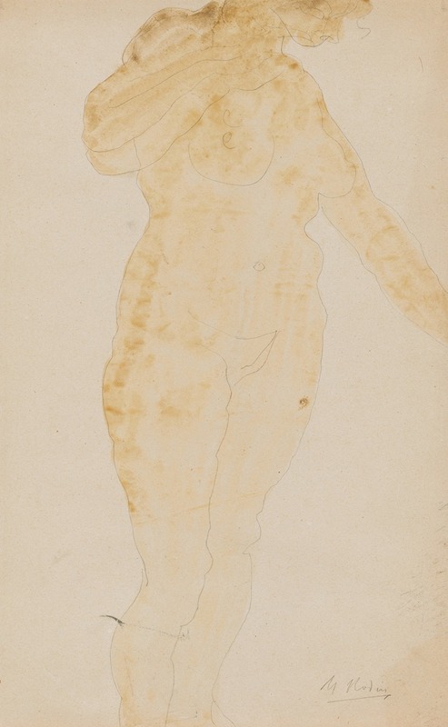 Standing Female Nude, Left Arm Extended by Огюст Роден — digital art print download