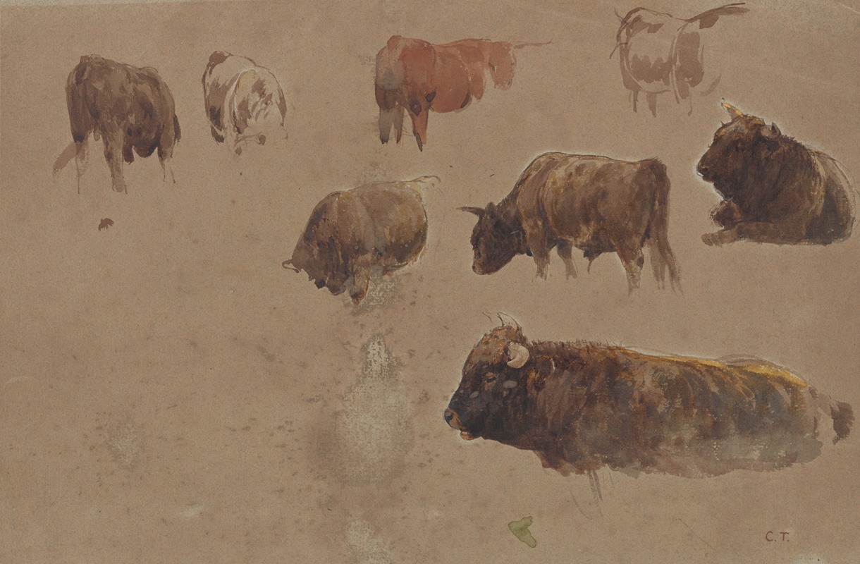 Studies of Cattle by Констант Труайон — digital art print download