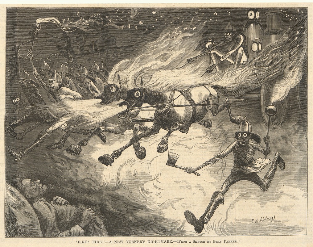'Fire! Fire!' – A New Yorker’s Nightmare by Эдвин Остин Эбби, 1873 — digital art print download