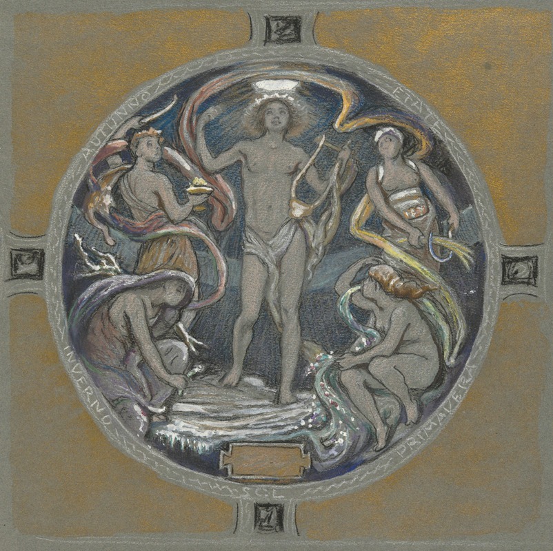 Apollo and the Four Seasons by Элиху Веддер — digital art print download