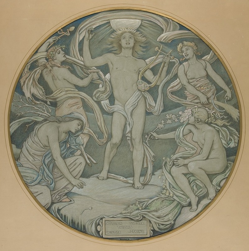 Apollo and Attendents by Elihu Vedder, 1893 — digital art print download