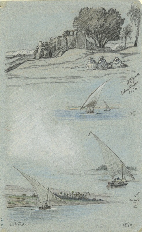 Sheet of Studies by Элиху Веддер, 1890 — digital art print download