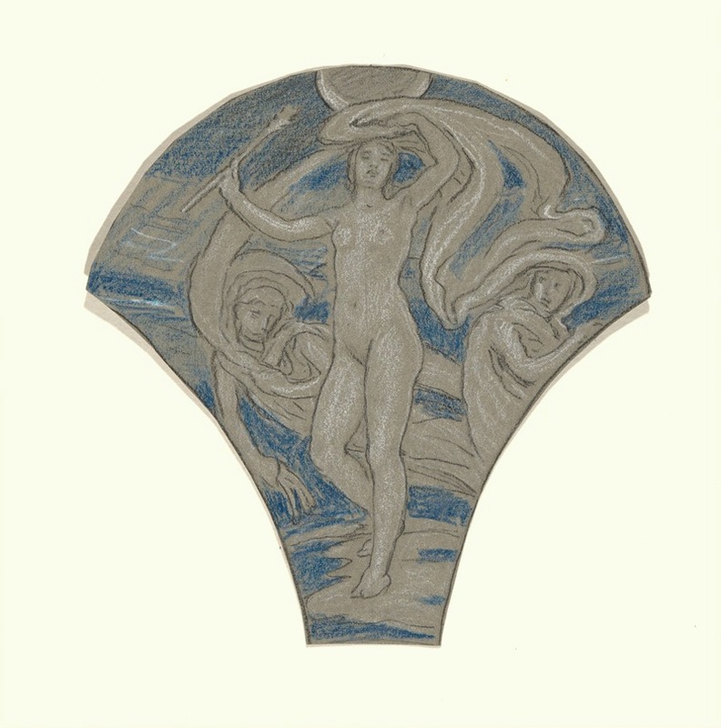 Study for Luna and Attendants by Elihu Vedder — digital art print download
