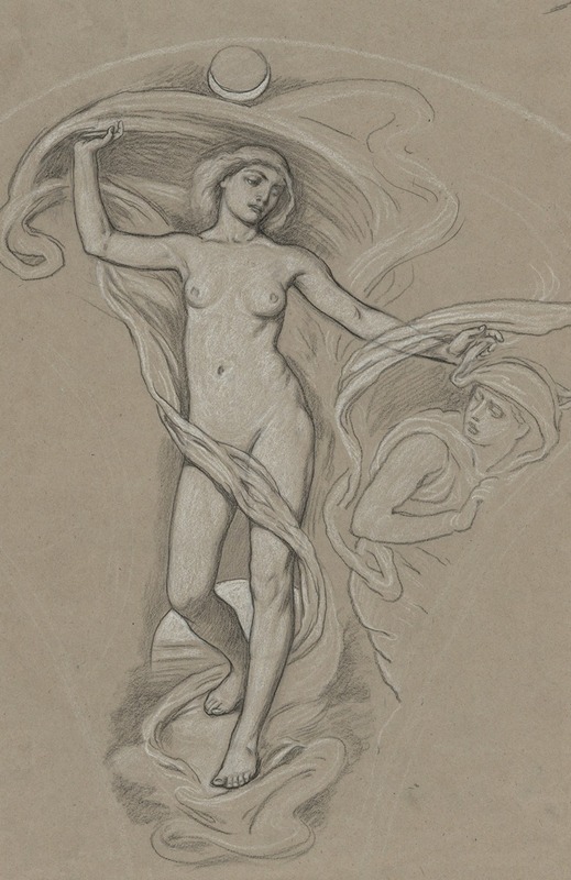 Study for Luna by Элиху Веддер, 1893 — digital art print download