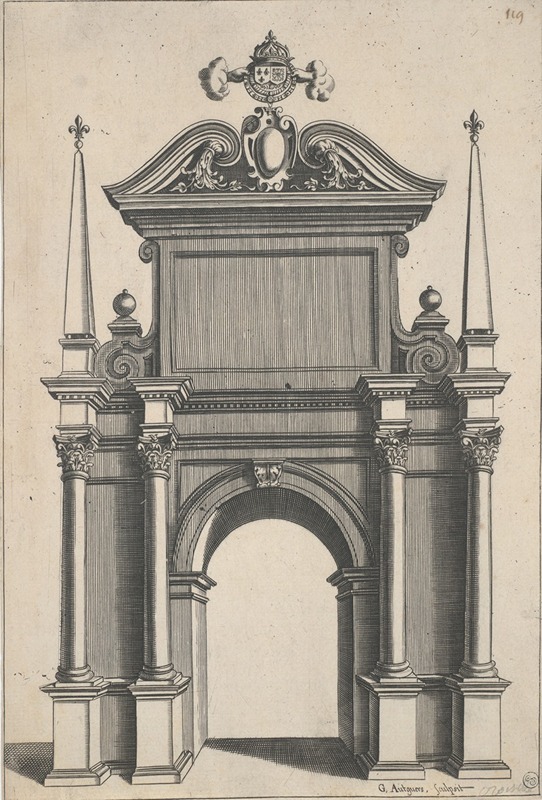 Architectural Design for an Arch with Corinthian Columns by G. Autguers — digital art print download